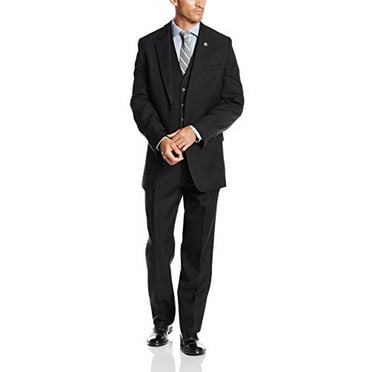 Stacy Adams 3 Piece Vested Solid Navy Blue Suit